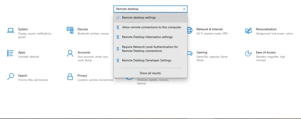 Remote Desktop Setting