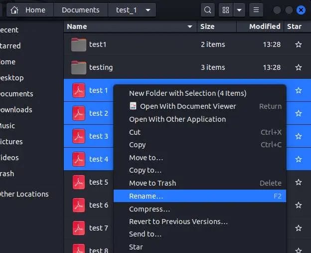 Renaming Multiple Files Using File Manager