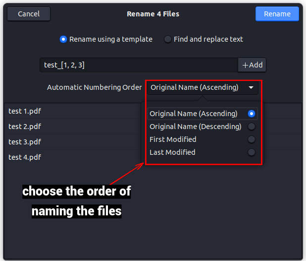 Ordering Option